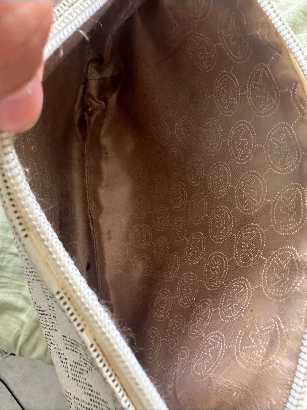Michael Kors Vanilla Signature Monogram MK Crossbody Bag with Removable Strap